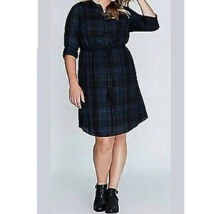 Lane Bryant Plaid Long Sleeve Shirt Dress Size 18